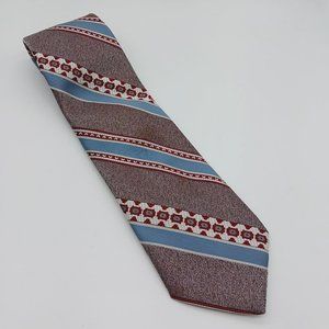 Vintage Tie Wemlon By Wembley Polyester Blue Gray Red Striped AS IS